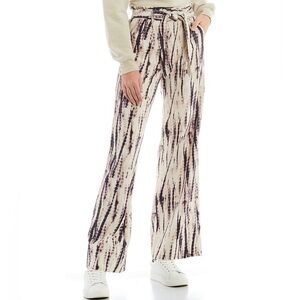 Jolt Linen Blend Paperbag Waist Pants | Tie-Dye Wide Leg | Size XL